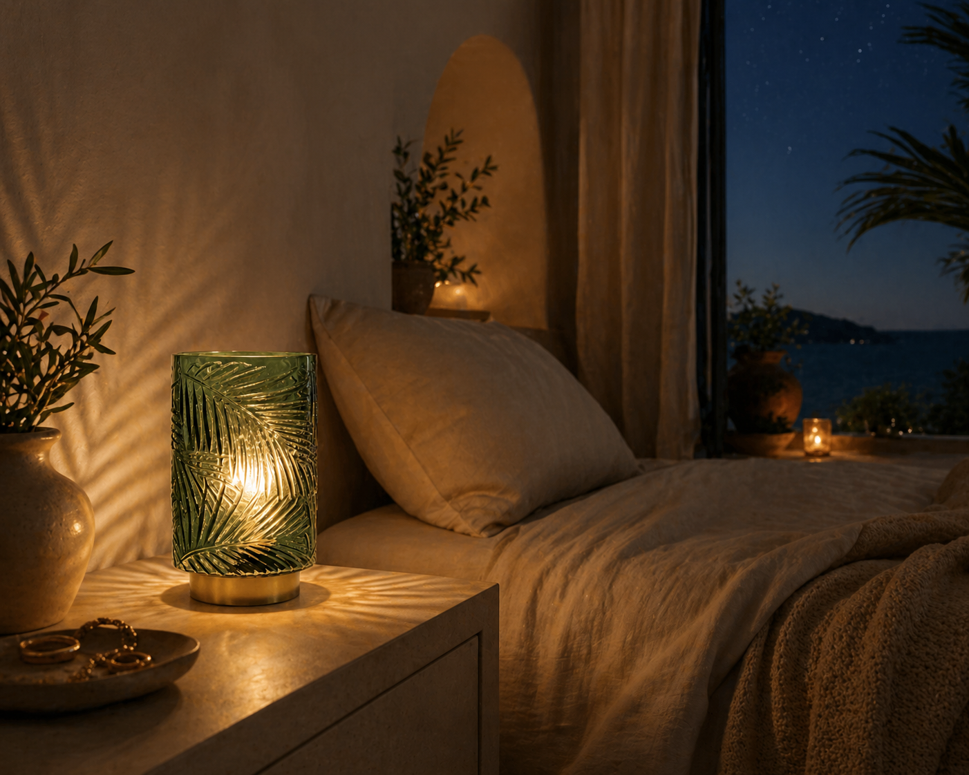 Green Glass Table Lamp